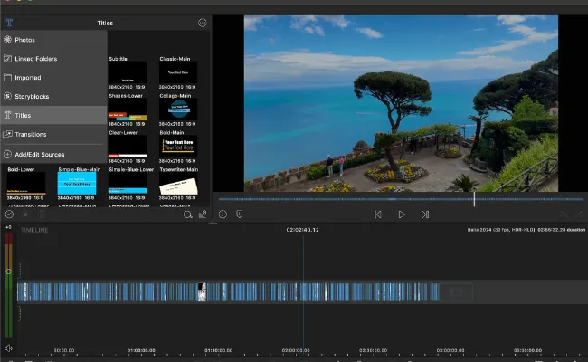 Editing interface displaying a scenic landscape video timeline, representing expert video editing services for music videos by a professional video editing company.