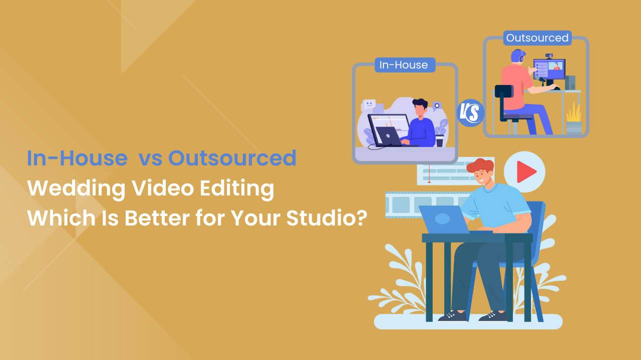 Choosing between in-house vs outsourced wedding video editing can have a significant impact on your studio’s costs, turnaround time, and video quality. In-house editing offers creative control, allowing you to ensure every detail aligns with your vision. However, outsourcing provides scalability, faster delivery, and cinematic consistency, making it ideal for studios with high-volume projects or those looking to expand. This guide breaks down key factors such as workflow, cost, quality, and growth, helping you make the right decision for your wedding business. Whether you’re looking to improve efficiency or maintain creative autonomy, understanding the pros and cons of each option is crucial for success.